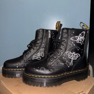Dr. Martens Black Boots with White Butterfly Motif